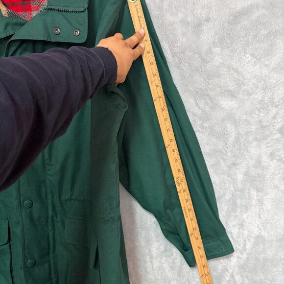 Vintage Eddie Bauer Jacket Mens Large Forest Green Plaid Flannel Lined No Hood - Picture 12 of 12